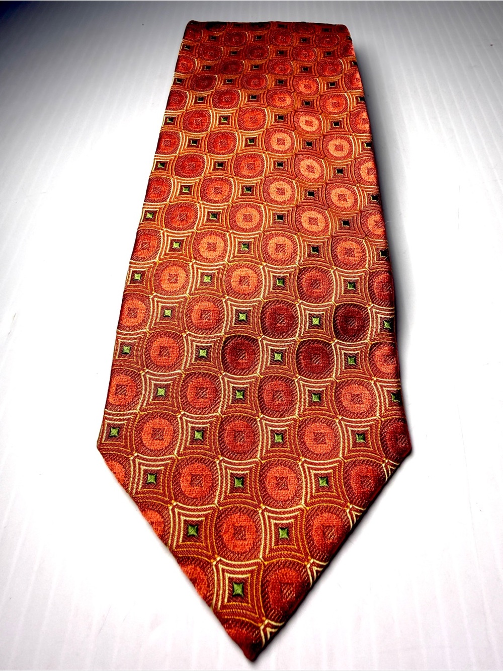 Ermenegildo Zegna Orange Geometric Silk Tie
